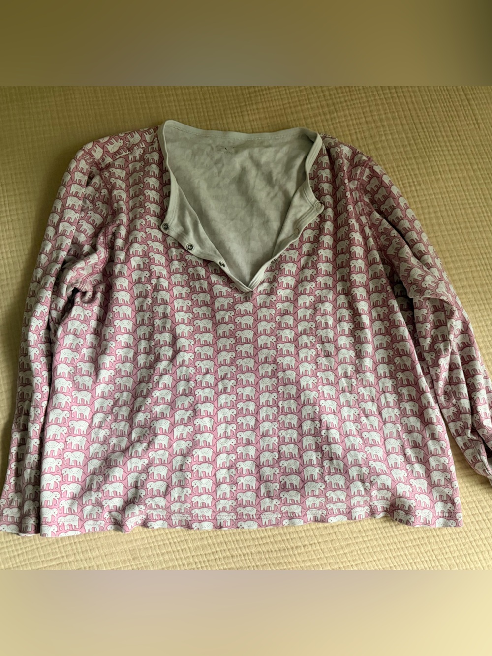 Roller Rabbit Pink & White Elephant-Print Long-Sleeve Sleep Top